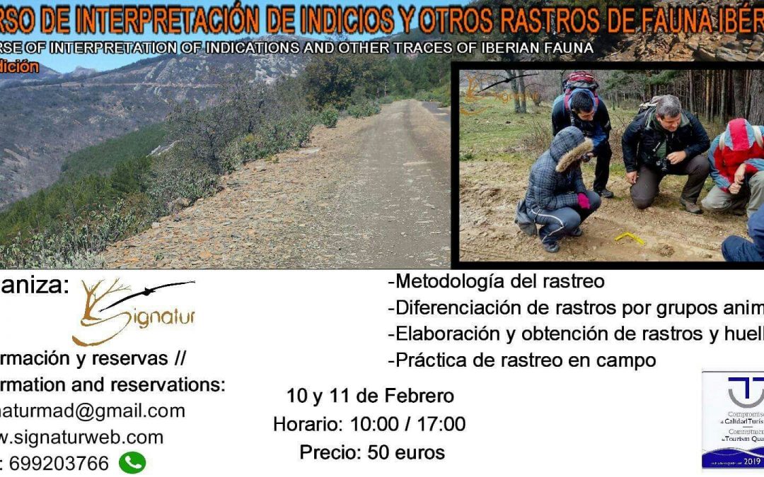 Curso de Interpretación de Indicios y Otros Rastros de Fauna Ibérica – 10 y 11 de febrero
